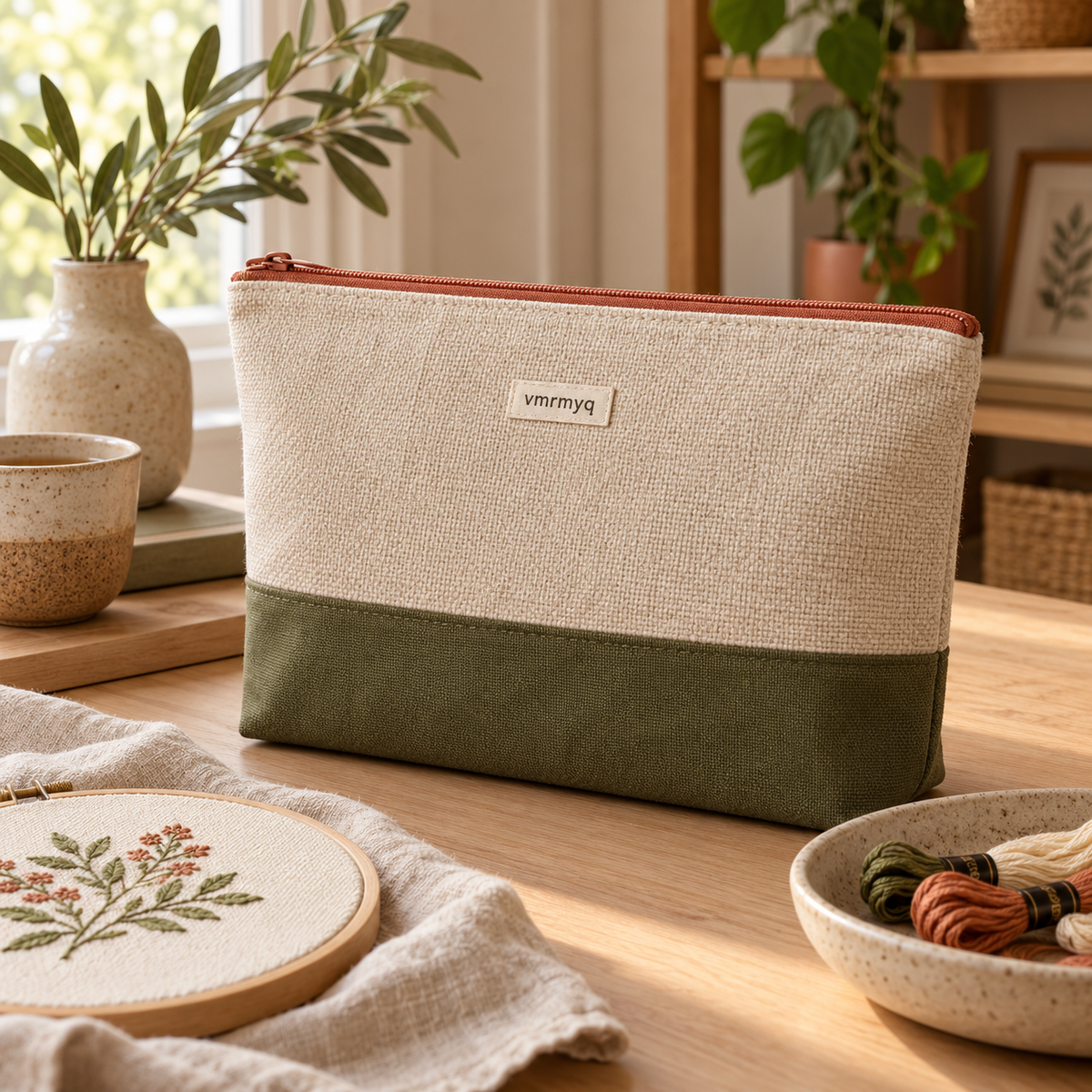 vmrmyq Stitchhaven Embroidery Project Pouch — lifestyle in a craft workspace