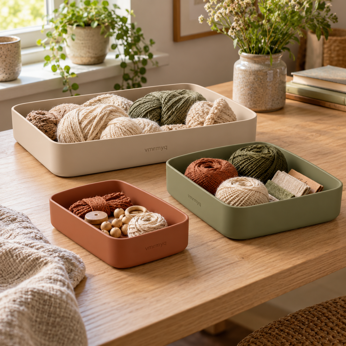 vmrmyq Littleorder Nesting Sorting Trays — lifestyle in a craft workspace